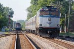 WB Hiawatha train 339 holds Main 1 while EB counterpart 340 crosses over 1 to 2 in front of it